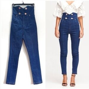 Alice McCall J'adore Jeans size 2 Shut the Front Dark Wash High Waist Skinny